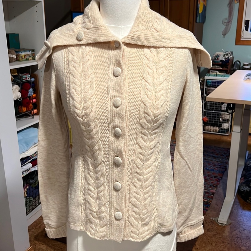 Saturday Sunday by Anthropologie ivory cable knit sweater